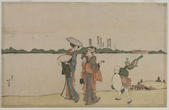 Women and Children Walking Along the Sumida River, early 1800s. Creator: Katsushika Hokusai (Japanese, 1760-1849).