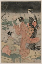 Women Beside a Stream Chasing Fireflies, mid 1790s. Creator: Ch?bunsai Eishi (Japanese, 1756-1829).