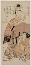 Women by a Palanquin..., late 1790s. Creator: Kitagawa Utamaro (Japanese, 1753?-1806).