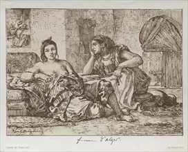 Women of Algiers, 1833. Creator: Eugène Delacroix (French, 1798-1863); Bertauts.