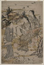 Women with Salt Pails; The Noda Tama River in Mutsu Province?, late 1780s. Creator: Kubo Shunman (1757-1820).