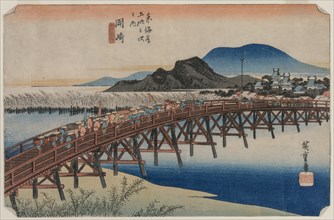 Yahagi Bridge at Okazaki (Station 39), From the series Fifty-Three Stations of the Tokaido, 1833. Creator: Ando Hiroshige (Japanese, 1797-1858).
