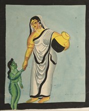 Yasoda Taking the Infant Krishna for a Walk, 1800s. Creator: Unknown.