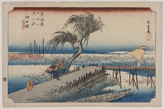 Yokkaichi: View of the Mie River, from the series The Fifty-Three Stations of the Tokaido, c1833-34. Creator: Utagawa Hiroshige (Japanese, 1797-1858).