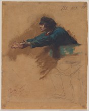 Young Man Leaning Forward with Outstretched Arms..., c. 1851. Creator: Isidore Pils (French, 1813/15-1875).