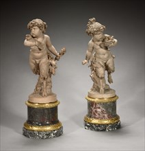Young Satyress Running with an Owl's Nest and Young Satyr Running with an Owl?, 1770s. Creator: Clodion (French, 1738-1814).