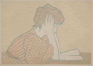 Young Woman Reading, 1896. Creator: Alexandre-Louis-Marie Charpentier (French, 1856-1909); from the edition issued for The Studio.