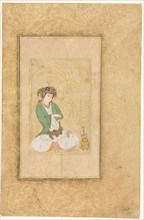 Youth Seated by a Willow; Single Page Illustration, c. 1600-1650. Creator: Muhammad Yusuf (Iranian), style of.