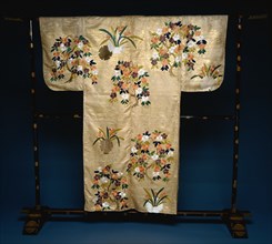 No Costume (Nuihaku) with Blossoming Trees and Flowers, 1675-99. Creator: Unknown.
