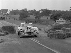 1963 Le Mans Jaguar E type Lightweight crash on Mulsanne. Creator: Unknown.