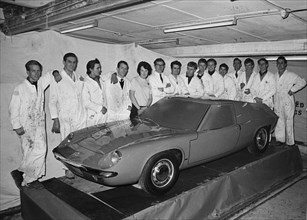 1966 Lotus Europa Series 1 prototype in factory. Creator: Unknown.