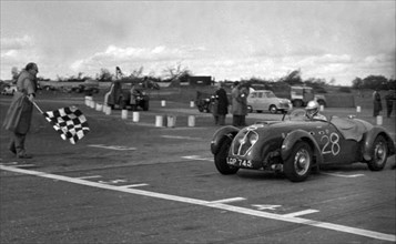 Healey Silverstone, H.Kemp at Snetterton 1953. Creator: Unknown.