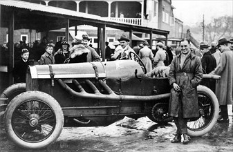 1912 Lorraine Dietrich Blue Bird at Brooklands with Malcolm Campbell. Creator: Unknown.