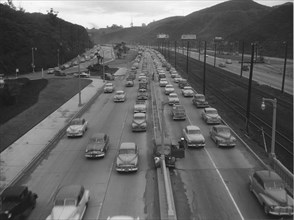 Traffic on American highway in the 1950's. Creator: Unknown.