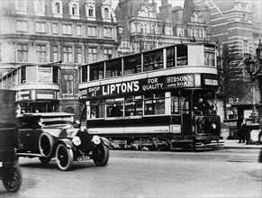 London tram with Lancia circa 1919. Creator: Unknown.
