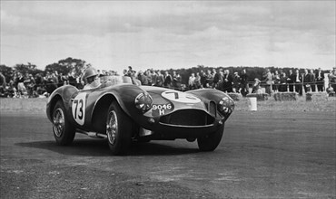 Aston Martin DB3S, racing at Chaterhall 1955. Creator: Unknown.