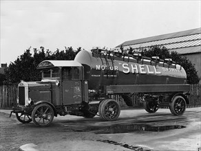 1928 Scammell petrol tanker for Shell. Creator: Unknown.