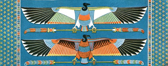 Vulture ceiling decorations, Philae, Egypt, (1928). Creator: Unknown.