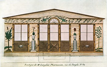 Facade painting of Langlois' Apothecary's Shop, Paris, France, (1928). Creator: Unknown.