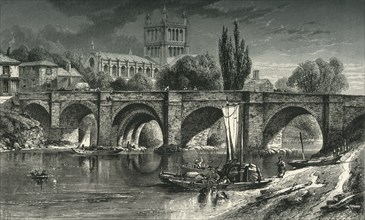 'Hereford Cathedral, and Wye Bridge', c1870.