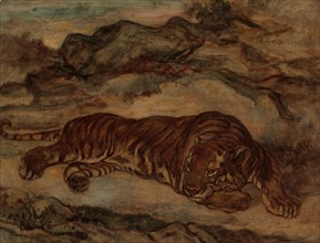 Tiger in Repose, ca. 1850-65. Creator: Antoine-Louis Barye.