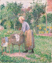 A Washerwoman at Éragny, 1893. Creator: Camille Pissarro.