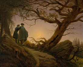 Two Men Contemplating the Moon, ca. 1825-30. Creator: Caspar David Friedrich.