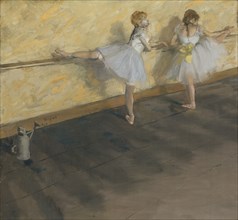 Dancers Practicing at the Barre, 1877. Creator: Edgar Degas.