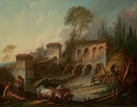 Imaginary Landscape with the Palatine Hill from Campo Vaccino, 1734. Creator: Francois Boucher.