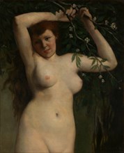 Nude with Flowering Branch, 1863. Creator: Gustave Courbet.