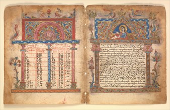 Armenian manuscript Bifolium, 15th century. Creator: Illuminator Minas.