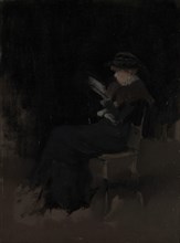 Arrangement in Black: Girl Reading, ca. 1880-90. Creator: James Abbott McNeill Whistler.