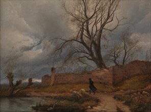 Wanderer in the Storm, 1835. Creator: Julius von Leypold.