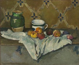 Still Life with Jar, Cup, and Apples, ca. 1877. Creator: Paul Cezanne.