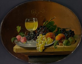 Still Life Fruit and Wine Glass, 1865-70. Creator: Severin Roesen.