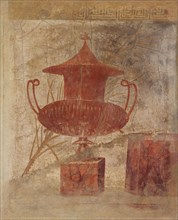 Wall painting fragment from the peristyle of the Villa of P. Fannius Synistor..., ca. 50-40 B.C. Creator: Unknown.