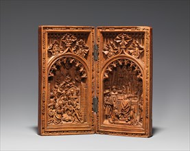 Diptych with the Nativity and the Mass of Saint Gregory, early 16th century. Creator: Unknown.