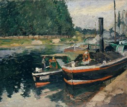 Barges at Pontoise, 1876. Creator: Camille Pissarro.