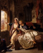 Rebecca and the Wounded Ivanhoe, 1823. Creator: Eugene Delacroix.