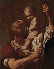 Saint Christopher Carrying the Infant Christ, 1730s. Creator: Giovanni Battista Piazzetta.