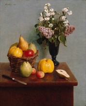 Still Life with Flowers and Fruit, 1866. Creator: Henri Fantin-Latour.