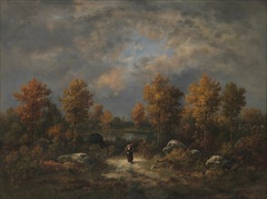 Autumn: The Woodland Pond, 1867. Creator: Narcisse Virgile Diaz de la Pena.