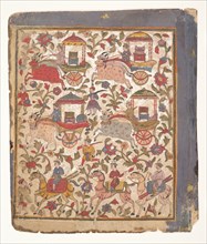 Procession of Carriages Carrying Booty...from a Dispersed Bhagavata Purana manuscrit , c1640-50. Creator: Unknown.