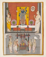 Priests before Shri Nathji, ca. 1820. Creator: Unknown.