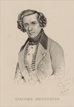 Portrait of the composer Giacomo Meyerbeer (1791-1864), 1836. Creator: Alophe, Marie-Alexandre Menut (1812-1883).