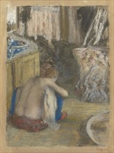 Femme nue, accroupie, vue de dos (Nude Woman Squatting, from behind), c. 1876. Creator: Degas, Edgar (1834-1917).