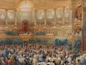 The dinner at Versailles in the presence of Napoleon III , 1854. Creator: Lami, Eugène Louis (1800-1890).