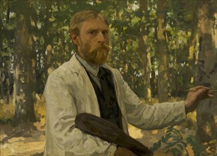 Self-portrait in a wooded landscape, 1895. Creator: Tholen, Willem Bastiaan (1860-1931).