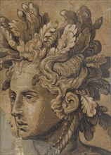 Dryad Head (After Frans Floris), ca 1555. Creator: Gietleughen, Joos van (active between 1555 and 1583).