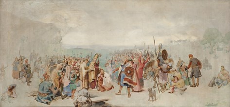 The Baptism of Olof Skötkonung in Husaby by Sigfrid of Sweden. Creator: Kulle, Axel (1846-1908).